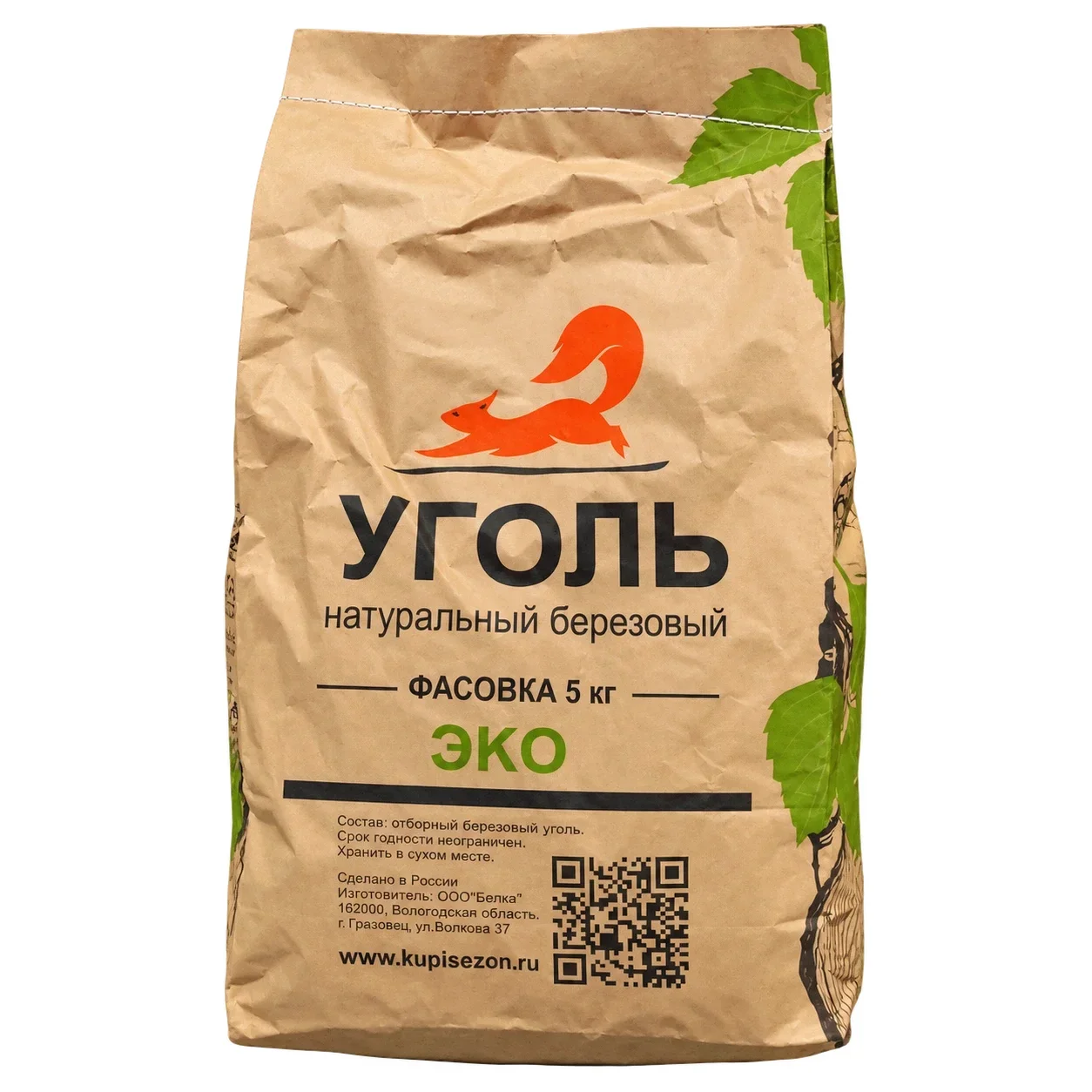 Уголь березовый ЭКО для мангала 5 кг